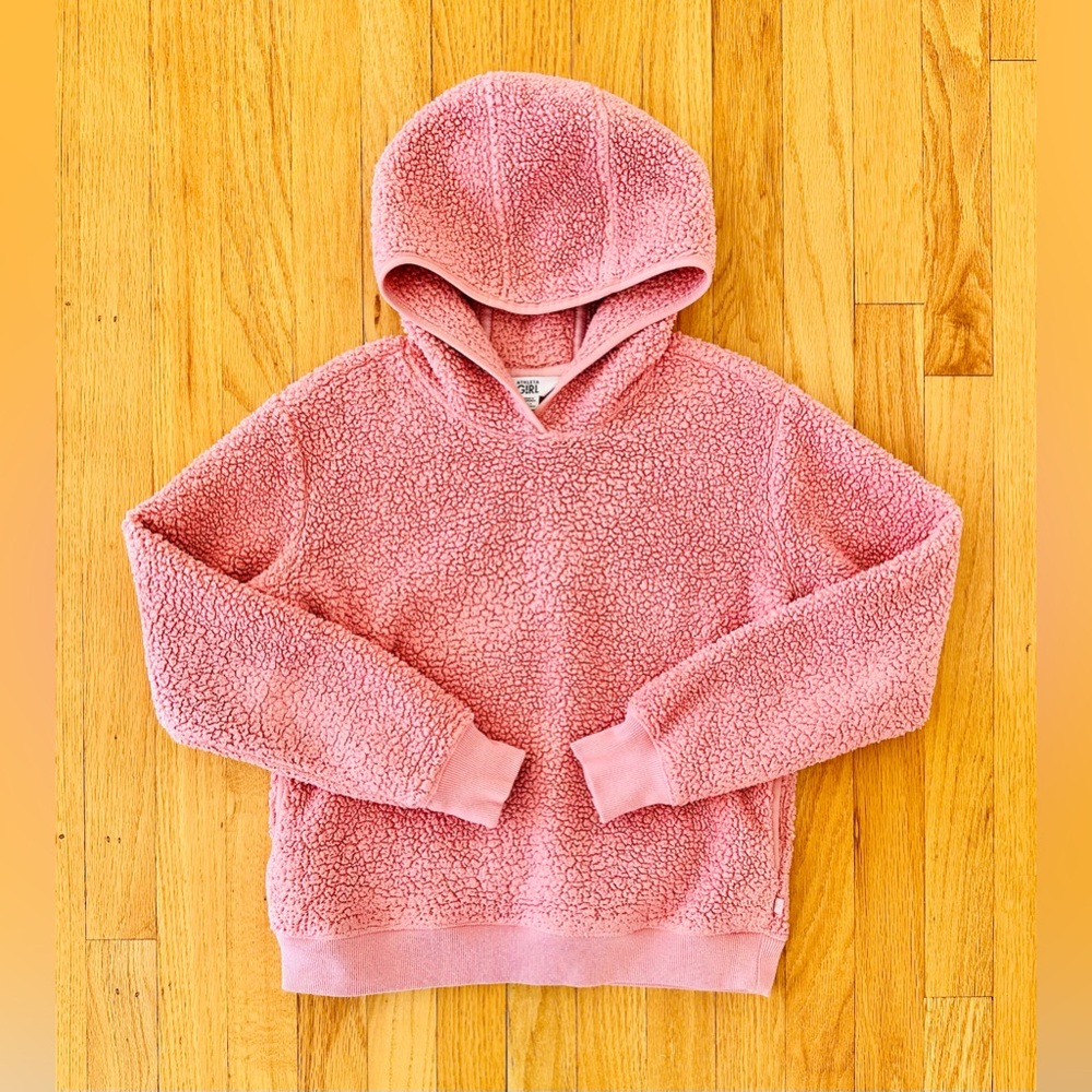 Athleta Girls Pink Fleece Hoodie Sweatshirt Size L / 12